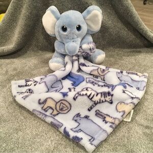 Little Beginnings Blue Elephant Lovey With Security Blanket 12” X 12” Polyester